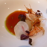 レストランディファランス - 海老と蕪と玉葱と牡蠣のアップ☆☆☆