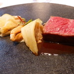 レストランディファランス - 国産牛と蓮根とムール貝と生姜のアップ！！