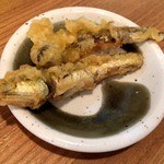 お通し　0円　煮干しの天ぷら
