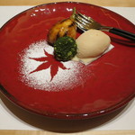 個室会席 北大路 虎ノ門茶寮 - 大豆きな粉アイスクリーム・焼きちぢく・抹茶白玉