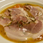 TRATTORIA Ca del TOMO - 2015/09/17：ミネストローネ、炙りポルケッタ載せ