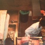 Ristorante  AL PORTO - 階下を覗くと配膳の支度中でした。