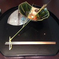 京都 吉兆 名古屋店 - 先付 車海老と芋茎の酢の物