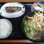こんぴらうどん - うどん定食（いわし床煮）ごぼう天追加　580円 