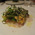 リストランテ カノフィーロ - 松川ガレイのカルパッチョ　焼きナスとオクラ、コラトゥーラ