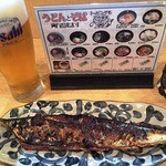 たけちゃんうどん - 150821サンマ400円とビール400円