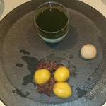 祇園迦陵 - デザート：月見団子、抹茶プリン、豆乳ボーロ