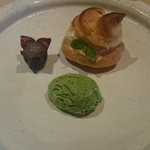 祇園迦陵 - デザート：シュークリームと抹茶アイス