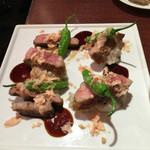 イベリコベジョータのローストとフォアグラ フォルムビネガーソース