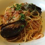 ラ・プラック - 201507 ラプラック  ★パスタコース料理（自家製甘海老とコニャックで作ったクリームソース「エビ・イカ・ホウレン草のエビクリーム」）（1470円 税別）★メイン