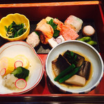 日本料理 嵯峨野 (ホテル日航プリンセス京都) - お浸し、口取、酢の物、焚き合わせ、