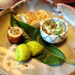 虎屋 壺中庵 - カマスの押し寿司・四角豆の胡麻和え・銀杏餅・穴子牛蒡巻