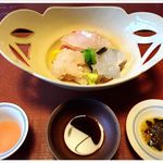 虎屋 壺中庵 - お造り(梅の煮きり酒・醤油・チリ酢)