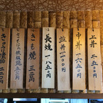 きみのやうなぎ店 - 【２０１５年９月】店内メニュー案内