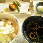 韻松亭 - 三の膳①。豆ご飯の素は、入口で購入することができます。