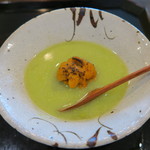 懐石一空 - 冷し煮物　冬瓜、炙り雲丹　枝豆すりながし