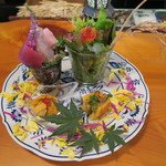 うなぎ屋酒坊・画荘 越後屋 - 27年9月　メキシコ本鮪大トロ・赤身、東京湾鱸、鰻巻き、礼文白雲丹、サーモン、クラゲ、海葡萄