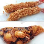 角上魚類 - ジャンボエビフライとたこ唐揚げ。タコ柔らかい＾＾