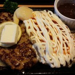 石焼ステーキ贅 - ダブルハンバーグ・ごはんセット1814円／平成27年9月