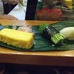 赤樫鮨 - 白菜、九条ネギのにぎり