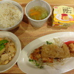 丸の内 タニタ食堂 - 鶏の唐揚オニオンソース定食＋カスタードプリン