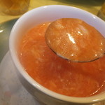 四川料理 桃源郷 - 桃源郷四川満喫コース　８６４０円　ふかひれの蟹味噌煮込みのアップ　【　２０１５年９月　】