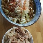 げんき家 - 天ぷらそば+半肉煮丼(500円)