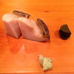 新ばし しみづ - そろそろ終了の房州の雌貝鮑。肝を添えて。