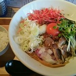 一帆 - 海老香るまぜそば、後飯付き