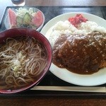 レストラン フロール - カツカレー　かけそば自力セット　※かけそばは裏メニューです