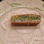 f - 鱚、コヤリイカ、枝豆　フライ。チェダーチーズ、まつもパウダー