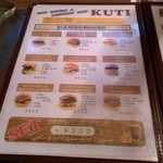 モバイル・サンドウィッチショップKUTI - メニュー（ハンバーガー側のみ）