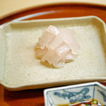 松川 - 【秋】房州産カワハギのお造り、カワハギの肝を添えて（2015.09.26）