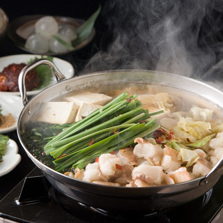 Exquisite famous wagyu beef Motsu-nabe (Offal hotpot)