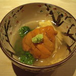 くろぎ - 京菜と湯葉、海胆。