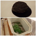 レストラン・モリエール - 蝦夷鮑・・立派な品。下は「イカスミとキノコのリゾット」