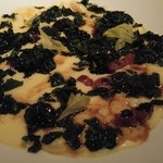 Dovetail - sweet corn polenta lamb bacon, blackberries, tuscan kale