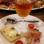 Osteria LaBaia Italiano - ホタテとキノコのテリーヌ、シマアジカルパッチョ