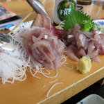 真鶴 魚座 - アジフライ定食のアジのタタキ