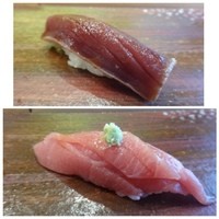 伊勢鮨 - ◆ヅケ・・コレも美味しい。
                ◆中トロ（大間）・・2枚重ねにされています。上品な脂で甘みも感じ美味しい。