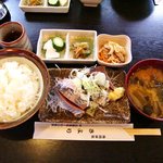 魚河岸処 さより - 魚河岸処 さより ＠八丁堀 カツオ アジ 刺身定食 ７００円