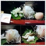 タコと吸盤＆帆立＆鯛昆布〆＆北寄貝 お刺身で♪