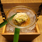 先付　賀茂茄子、枝豆のお味噌(2015/8月撮影)