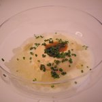 雲丹の魚醤入り、出汁のシャーベット入り、