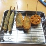 Tenshichi - ししゃも＠160円、アジ＠190円、レンコン＠190円