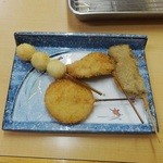 Tenshichi - 牛＠160円、うずら＠160円、タマネギ＠160円、豚＠160円