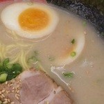 山岡家 - 朝ラーメン（味玉・脂なし・味濃いめ・アップ）