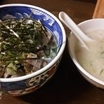 蔵前元楽総本店 - 豚めしと油そばのスープ
