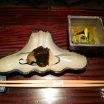 野口太郎 - 蒸し鮑の肝ソースと松茸とセロリのお浸し