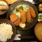 とんかつ だるま - チーズ巻き・エビフライ　　メンチカツ